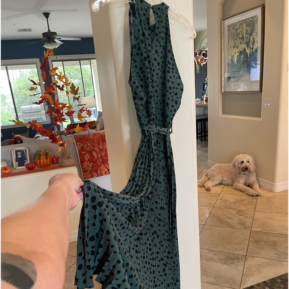 Women’s Boho Dalmatian Print Pleated Halter Dress, Worn Once, Perfect Condition - Picture 4 of 11